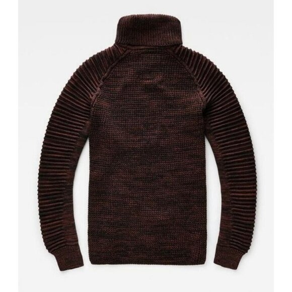 New G-Star Raw Suzaki Bordeaux Black Melange Turtle Neck Sweater Pullover - Picture 4 of 12